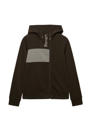 Bench, BENCH X SUPERDRY &AMP; CO BENCH CONTRAST DOUBLE ZIP HOODIE - Zip-up sweatshirt - black olive  moonmist