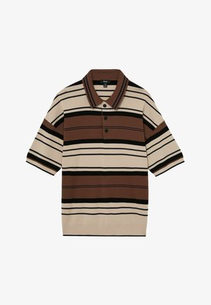 Reiss, REGULAR FIT - ABBOT STRIPE HALF-BUTTON - Pólóing - camel multi