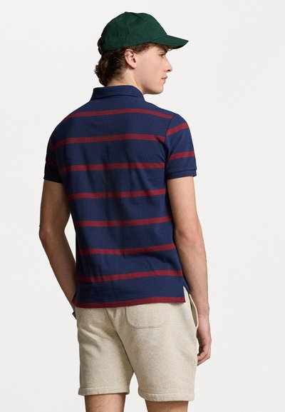 Polo Ralph Lauren CUSTOM FIT STRIPED MESH POLO SHIRT - Polo - spring navy/red carpet