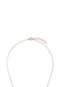 Kette aus Roségold mit Karabinerverschluss und Verlängerungsgliedern auf weißem Hintergrund.