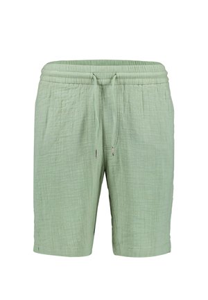 Hellgrüne Freizeit-Shorts mit elastischem Bund und Kordelzug, aus strukturiertem Stoff mit Fronttaschen.