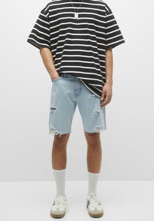 TOM TAILOR DENIM FLARE - Jeansshort - natural bull/wit denim/whitedenim