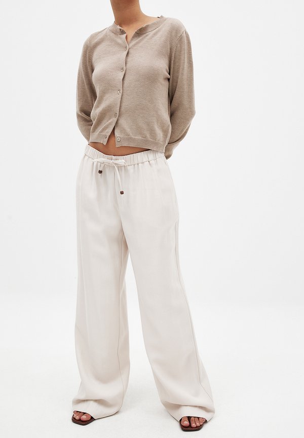 WIDE LEG MID WAIST - Stoffhose - cream