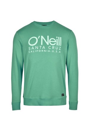 Zielona bluza O'Neill z długim rękawem z białym napisem „O'Neill Santa Cruz California U.S.A” na przodzie.