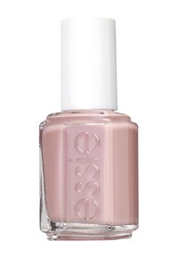 Vernis à ongles Essie dans un flacon en verre carré avec un bouchon blanc. Le vernis est d'une teinte rose pâle avec une finition brillante.