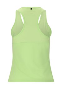 Ljusgrön ärmlös atletisk tanktop med en slät yta, racerback-design och subtil logotypdetalj på baksidan.