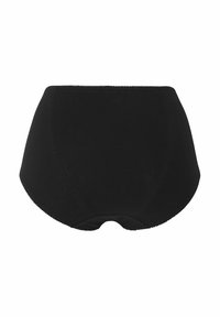 Svart högmidjad brief i elastisk tyg. Har en slät yta med en sömlös kant och ett elastiskt midjeband för komfort.