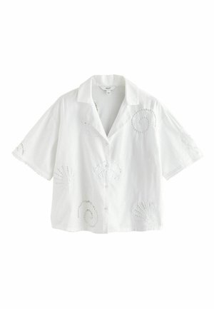 BRODERIE SHELL SHORT SLEEVE - Blúzka so zapínaním na gombíky - white