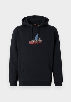 KENDALL GRID HAND CENTRE HOOD UNISEX - Sportinis megztinis - black