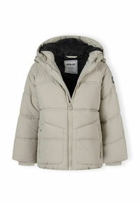 Gaiši beidža pūšamais jkots ar kapuci, ar priekšpusi ar rāvējslēdzēju, sānu kabatām un izšūtu tekstūru, izstrādāts siltuma un komforta nodrošināšanai.