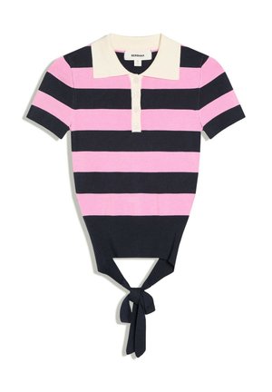 Bershka, STRIPED SHORT SLEEVE KNIT - SWEATER - Poloshirts - light pink