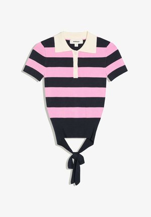 Bershka, STRIPED SHORT SLEEVE KNIT - SWEATER - Poloshirts - light pink