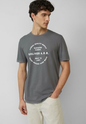 s.Oliver MIT FRONT - Print T-shirt - grau meliert