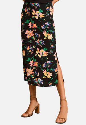 REGULAR FIT - MIDI SARA  - A-line skirt - black floral