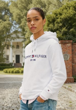 HILFIGER HOODIE  - Φούτερ - white