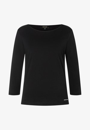 Czarna koszulka z długim rękawem i szerokim, okrągłym dekoltem. Wykonana z miękkiego materiału o prostym kroju. Posiada subtelne logo na dole.