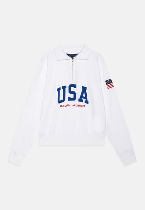 Polo Ralph Lauren LOGO QUARTER ZIP - Felpa - white