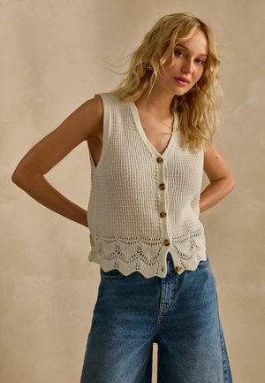Next BUTTON FRONT - REGULAR FIT - Kardigán - ecru