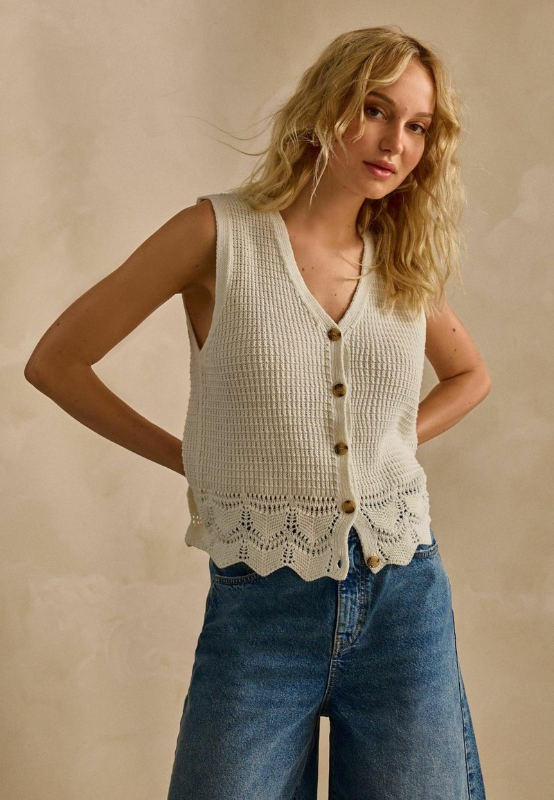 Next BUTTON FRONT - REGULAR FIT - Kardigán - ecru