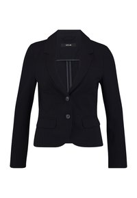 Svart kavaj med ränder, två framknappar, slagkragar och två framfickor. Tillverkad av ett mjukt tyg med en skräddarsydd passform.