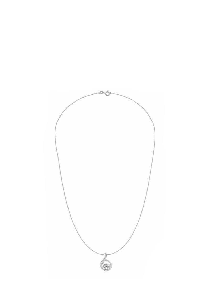 Hõbedast kettkaelakee kõverdatud ripatsiga, millel on tekstuuriga ümmargune ehe. Lihtne disain, peene metallilise viimistlusega ja reguleeritava lukuga.