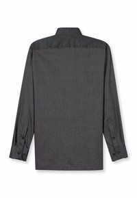 Langärmliges Hemd in Dunkelgrau mit strukturiertem Muster. Mit Knopfmanschetten, klassischem Kragen und geradem Saum, das ein einfaches Design präsentiert.