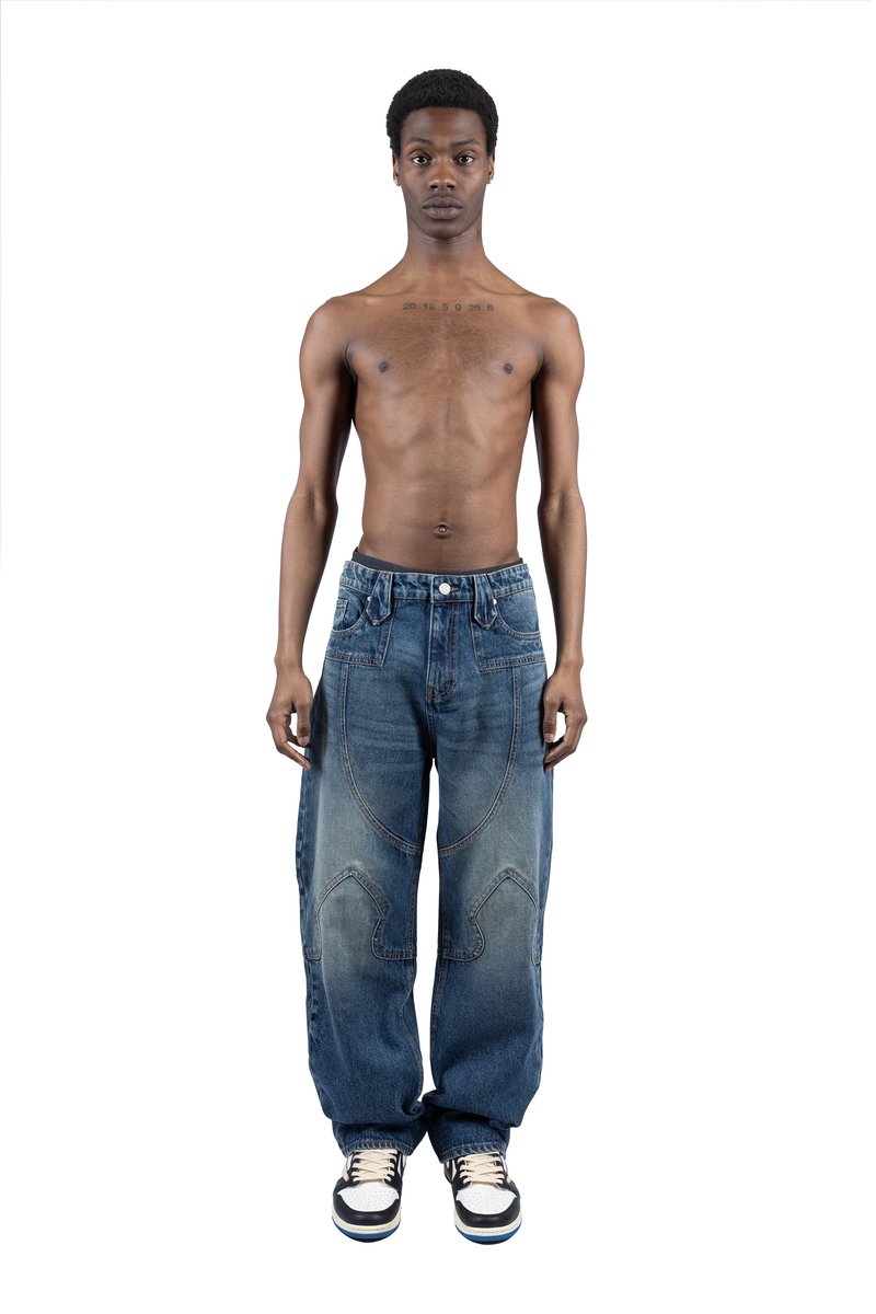 FAVELA COWBOY - Bő szabású farmernadrág - blue washed
