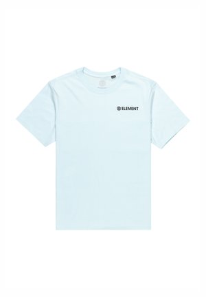 Light blue cotton t-shirt with a crew neck, short sleeves, and a black "ELEMENT" logo printed on the front. Soft texture, regular fit.