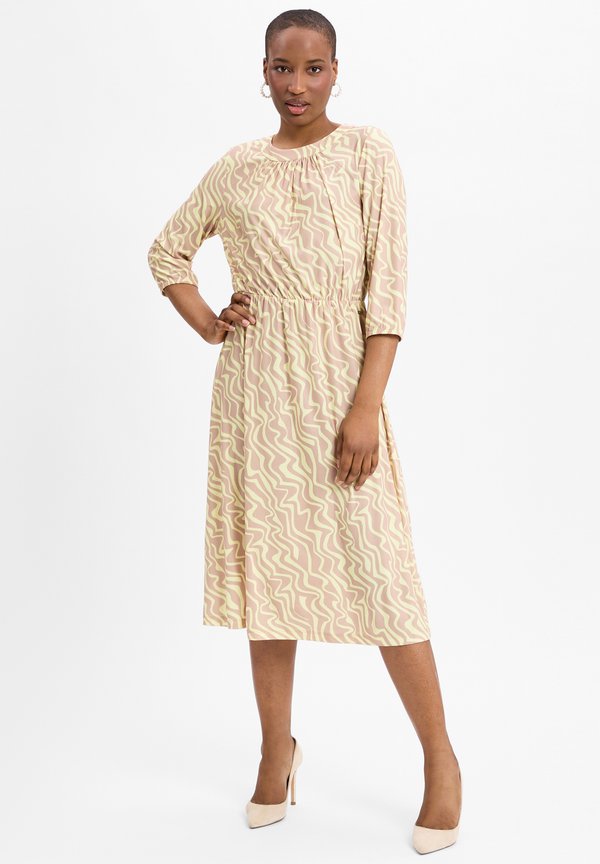 Jerseykleid - gelb braun