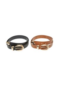 CHUNKY BUCKLE LOOP 2-PACK - Diržas - black gold brown gold