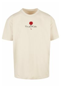 Merchcode FRIDA KAHLO LOGO ROSE HEAVY OVERSIZE TEE - Camiseta estampada - sand