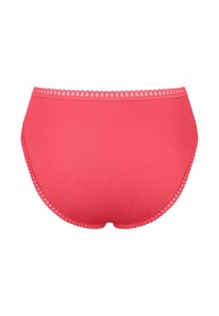 Κοραλλί βαμβακερό εσώρουχο με μαλακό, ελαστικό ύφασμα. Διαθέτει διακοσμητική δαντέλα κατά μήκος της μέσης και ομαλή, αόρατη σχεδίαση.