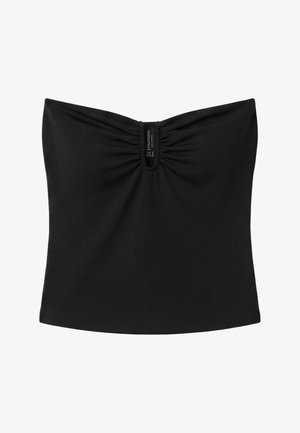 Stradivarius, DRAPED CROP TOP - Débardeur - black
