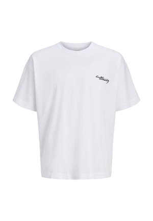 Wit T-shirt met korte mouwen en een kleine zwarte cursieve tekst "limited availability" op de linkerborst.