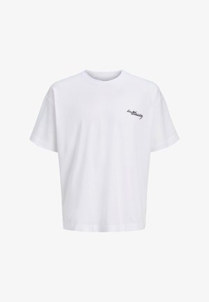 White short-sleeve T-shirt with a small black cursive text "limited availability" on the left chest.