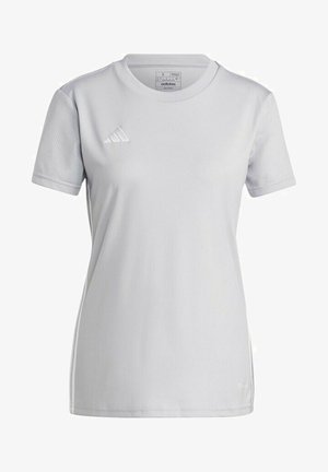 Kurzärmliges Sport-T-Shirt in Hellgrau. Verfügt über einen glatten Stoff und atmungsaktive Mesh-Einsätze an den Schultern. Adidas-Logo auf der Brust.