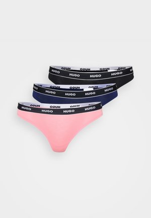 Pack med fire tangatruser i rosa, svart og mørk blå med logo-prydede elastiske midjebånd. Glatt bomullsmateriale, sømløst design.