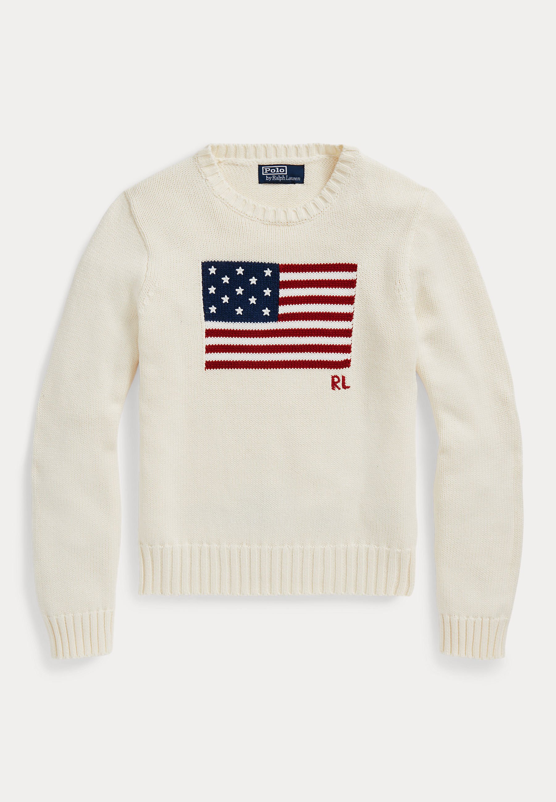 Polo Ralph Lauren THE ICONIC FLAG SWEATER - Pulover - cream/alb