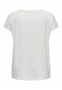 Vit kortärmad t-shirt med avslappnad passform, rund halsringning och slät textur. Enkel design utan mönster eller detaljer.