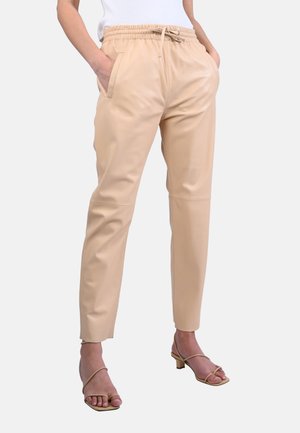 GIFT - Leather trousers - beige