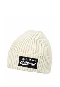 MoonWorks MIT PATCH SPRUCH HERE FOR THE GLÜHWEIN AUFDRUCK LUSTIG - Beanie - beige