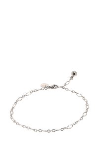 Härmäsestä ketjusormuksesta, jossa on oviformiset linkit kiiltävällä pinnalla. Säädettävä solki, jossa on lisäkoristeellisia metallikoristeita.