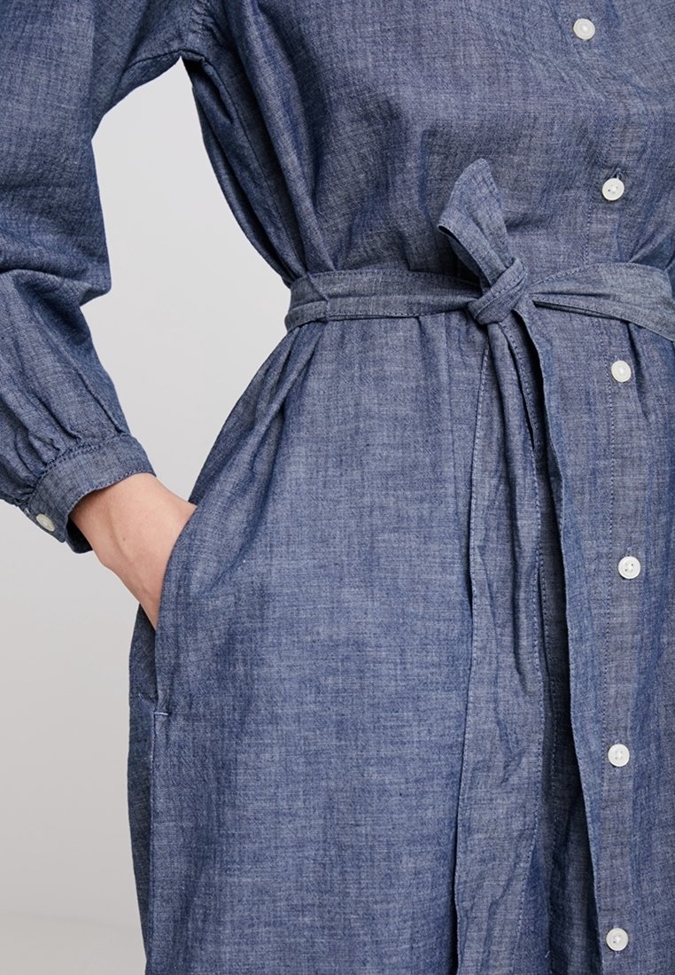 chambray shirt dress gap Women's Pleated Mini Shirtdress by Gap Indigo Blue Chambray Size M
