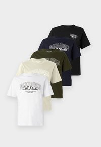 JJMAKOTO TEE 5PACK - Triko s potiskem - white/antique/duffe/black/sky
