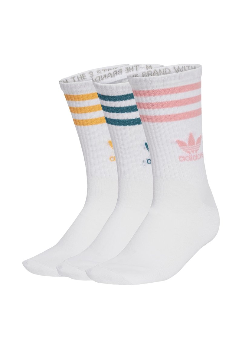 adidas Originals - CREW  3 PACK - Strømper - white   tech green   hazy orange   semi pink spark, Forstør