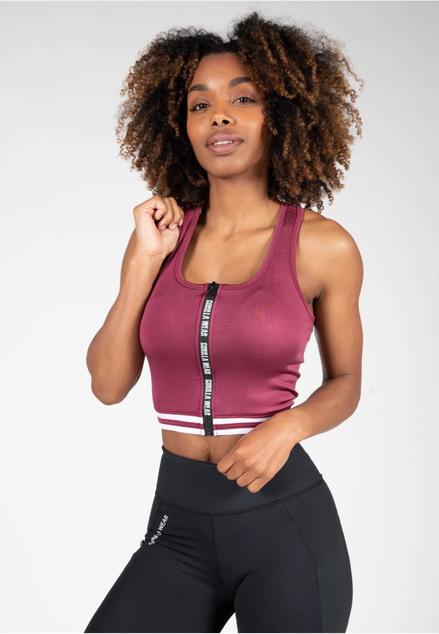 Gorilla Wear MESA ZIP FRONT CROP - Top - dark red - Zalando.de
