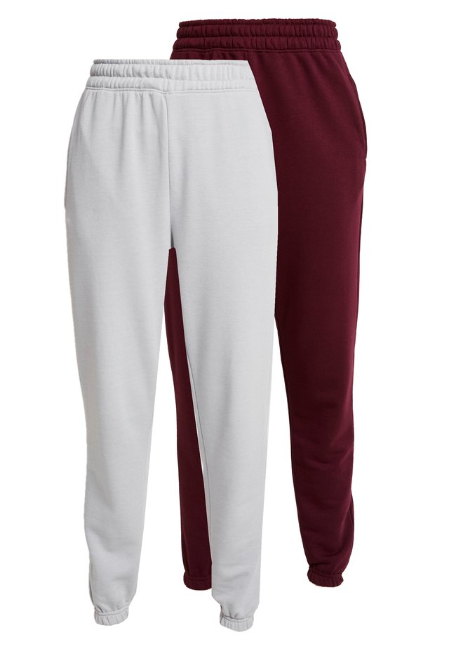 BASIC JOGGERS 2 PACK - Jogginghose - grey/burgundy