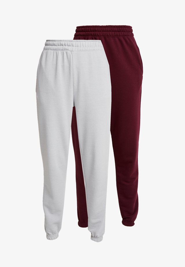 BASIC JOGGERS 2 PACK - Jogginghose - grey/burgundy