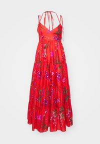 STRAPLESS LONG TIERED DRESS WITH TIES - Rochie maxi - poppy