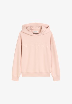 Lichtroze hoodie gemaakt van zachte stof, met een ontspannen pasvorm en geborduurd "Marc O'Polo" logo aan de voorkant.